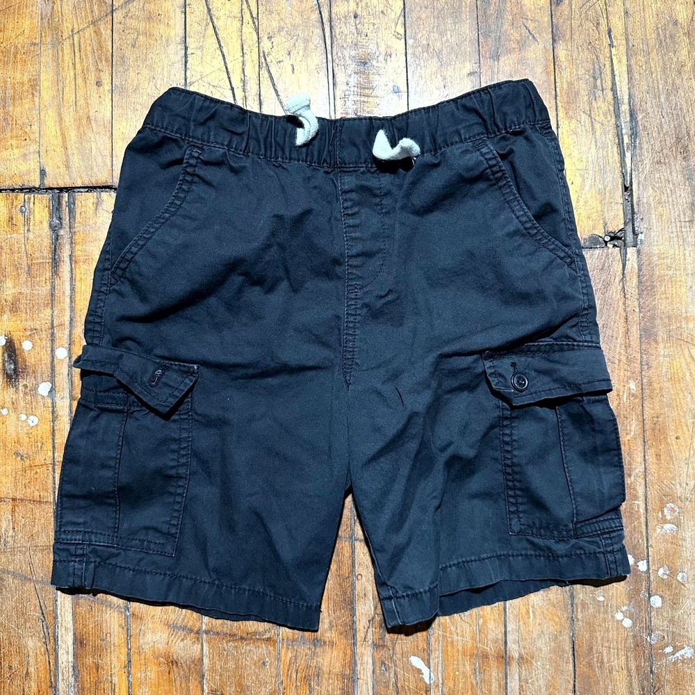 Lucky Brand Cargo‎ Shorts Boys Size 7 Black Pleated Dark Wash Drawstring Outdoor